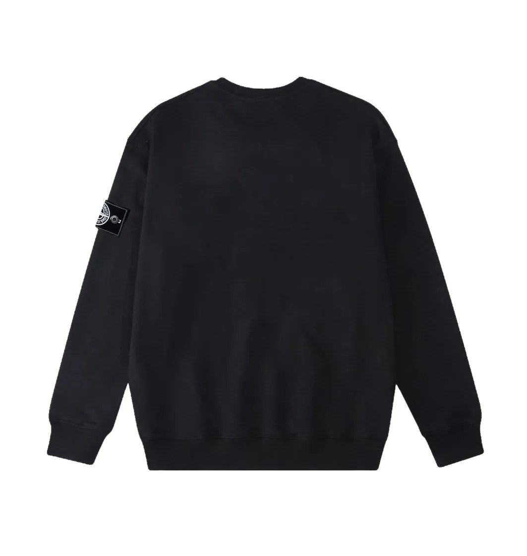 W816#P160💰 Stone Island black and white Tai Chi compass logo printed round neck long-sleeved sweatshirt! Versatile base round neck sweatshirt for couples! Simple armband design, customized 1*1 thread (fine texture), 380g double-strand large terry fabric, very good quality, foreign trade craftsmanship, respect the original version! The threads at the cuffs and hem are all original bartacks! The time-consuming and material consumption distinguishes the ordinary version on the market! Tops worn by celebrities from all walks of life on INS, can be matched with couple styles!  Color: Black White Size: M-XXL